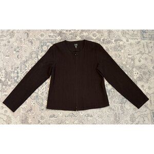 Eileen Fisher Women's Crepe Full Zip Jacket Small Long Sleeves Collarless Career